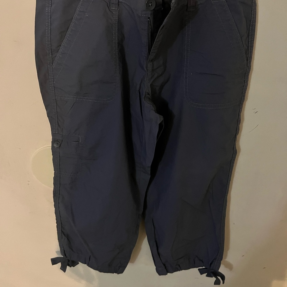 LOFT Dark Blue Capris with Drawstring Hem